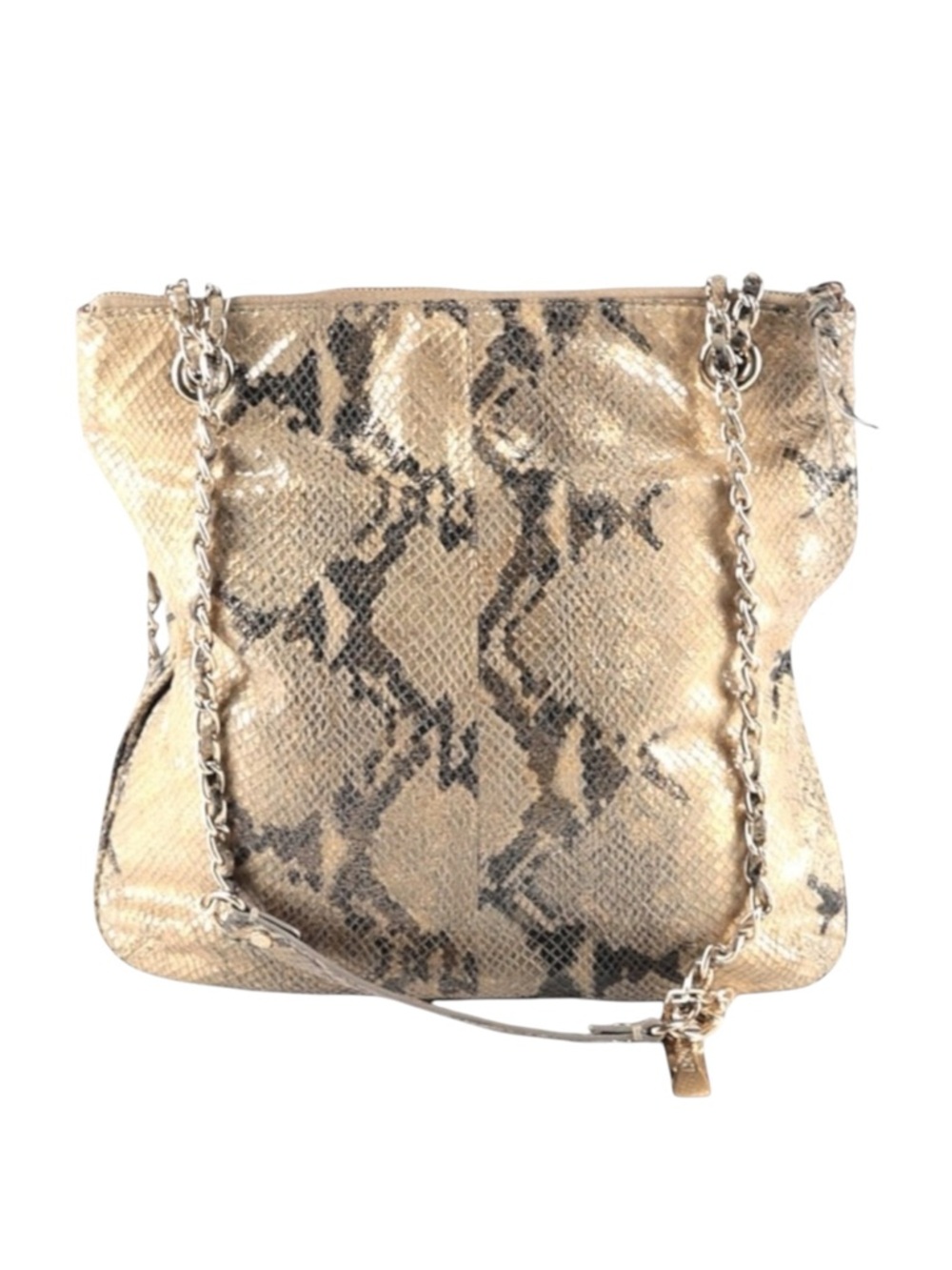 DKNY ᪥ Crossbody Leather Convertible Bag ᪥ Double Chain ᪥ Metallic Python Print - Picture 5 of 16